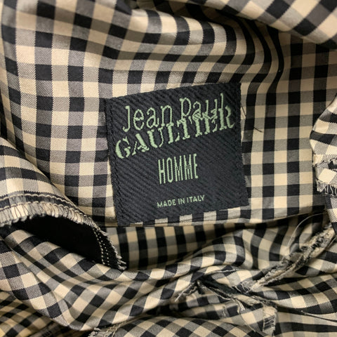 JEAN PAUL GAULTIER Size 32 Black White Gingham Silk Flat Front Casual Pants