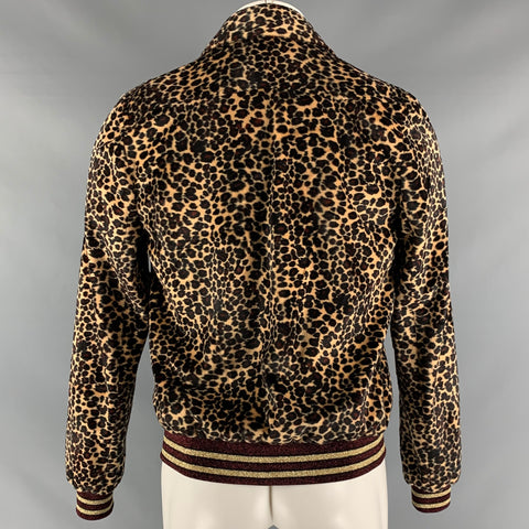 GARCONS INFIDELES Size M Black Tan Animal Print Snaps Jacket