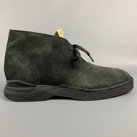 VISVIM Talla 9 Botas ISDT con cordones de cuero texturizado negro-FOLK