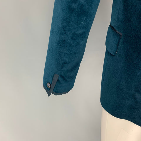 TED BAKER Size 40 Teal Cotton Velvet Notch Lapel Sport Coat