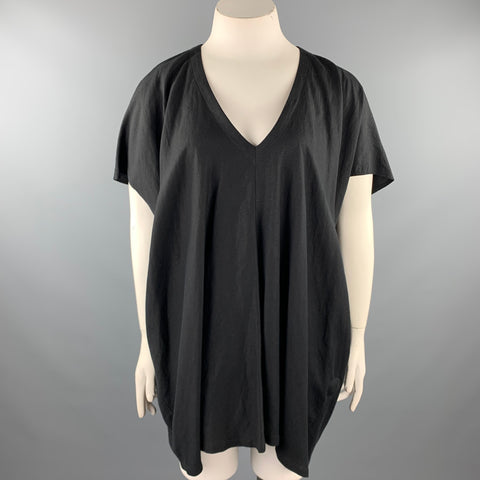MIZUIRO IND Taille unique Blouse à col en V en lin/rayonne noir