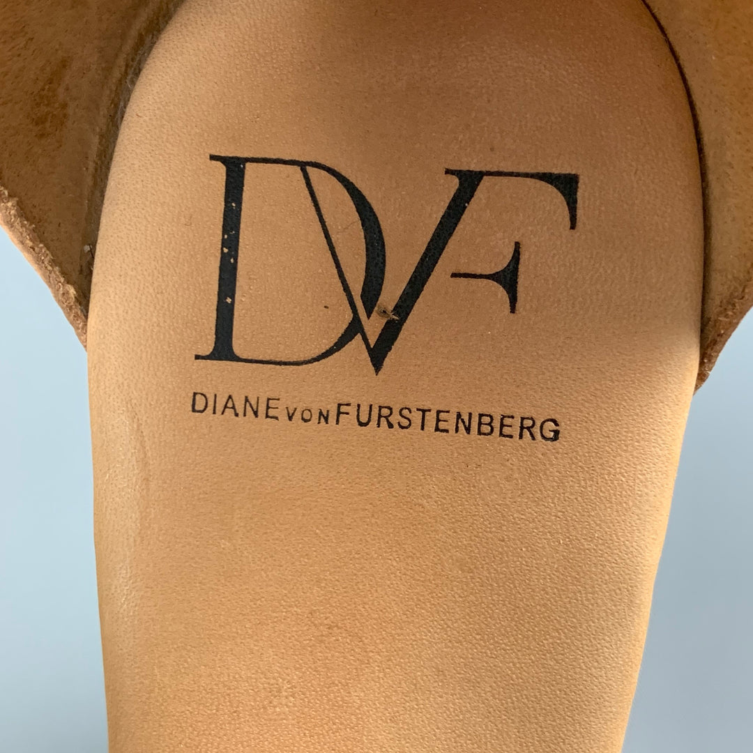 DIANE VON FURSTENBERG Size 6.5 Beige Leather Platform Sandals
