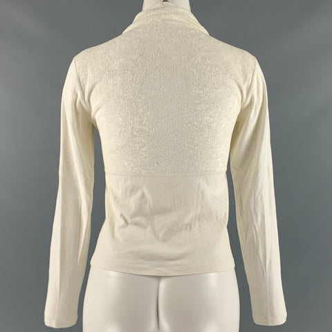 ISSEY MIYAKE Size S Cream Acetate Polyester Mock Neck Casual Top