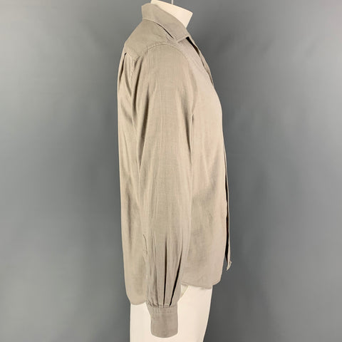 LORO PIANA Size M Grey Cotton Button Up Long Sleeve Shirt
