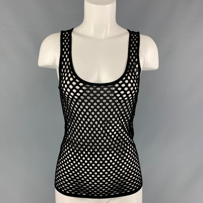 EMILIO PUCCI Size S Black Mesh Tank Top