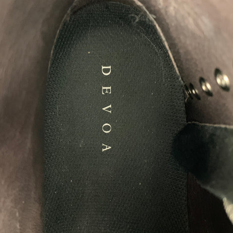 DEVOA Size 10 Black Solid Leather Lace Up & Zipper Boots
