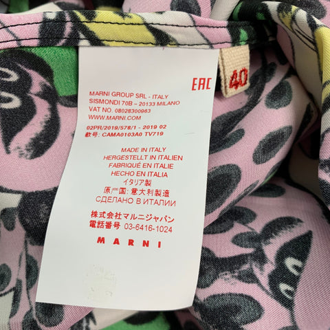 MARNI Size S Pink Multi-Color Viscose Print Button Up Shirt