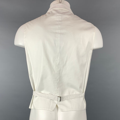 JOHN VARVATOS Size 44 White & Grey Pinstripe Cotton Buttoned Vest