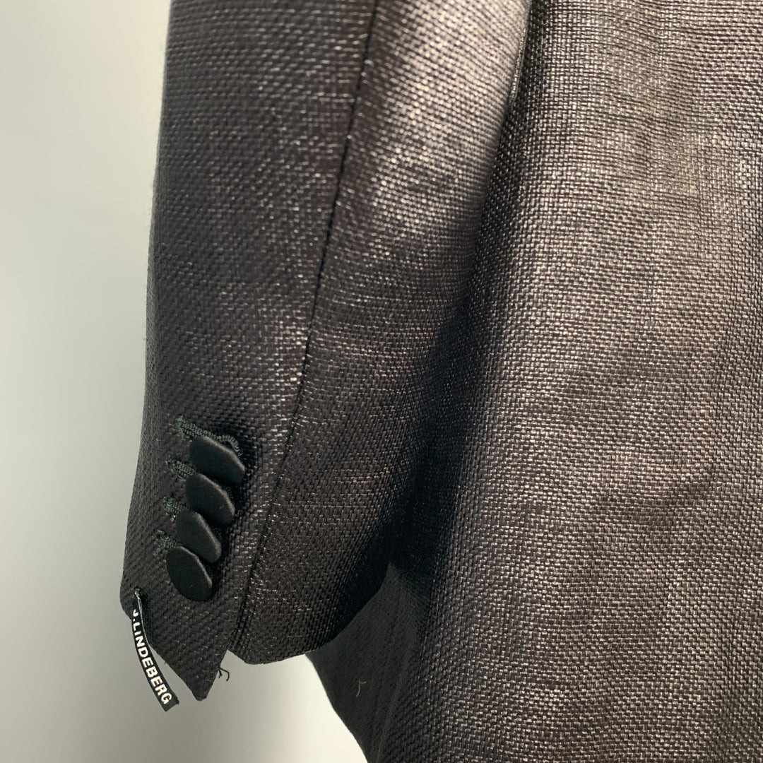 J. LINDEBERG Size 44 Long Black Woven Polyamide / Cotton Sport Coat