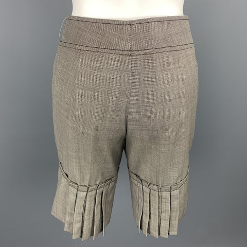 CAROLINA HERRERA Size 6 Brown Tweed Wool Pleated Shorts