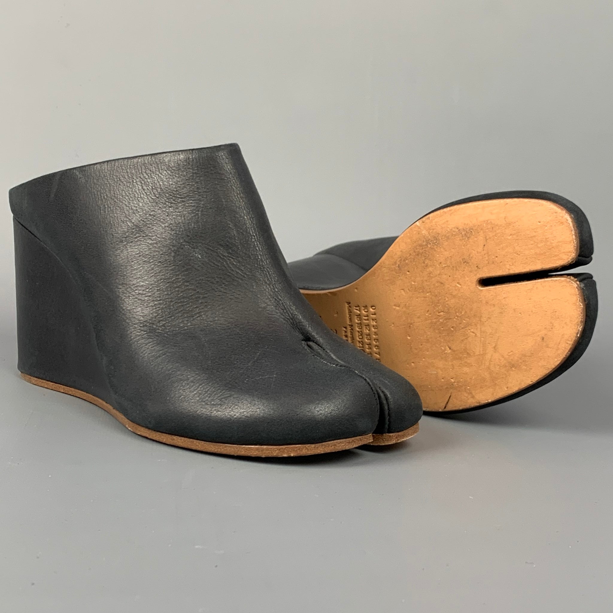 【2024春夏新色】 Charcoal 8 Size MARGIELA MARTIN MAISON Leather Wedge Tabi 靴