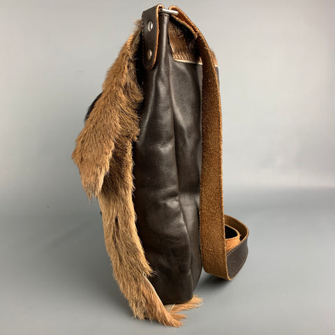 MAISON MARGIELA Beige & Brown Leather Animal Hide Shoulder Bag
