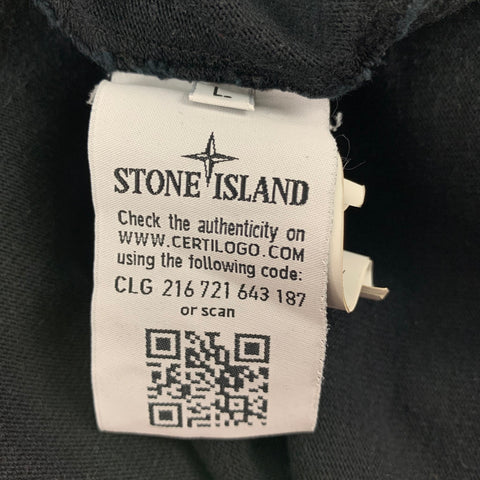 STONE ISLAND Size L Black Cotton Long Sleeve T-shirt