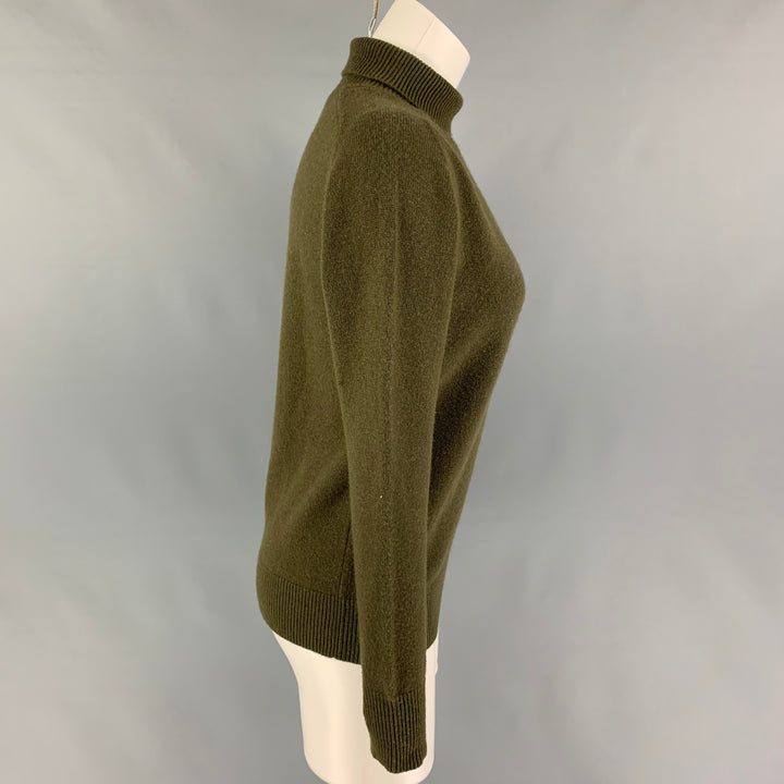 VICTORIA BECKHAM Size S Olive Cashmere Turtleneck Sweater