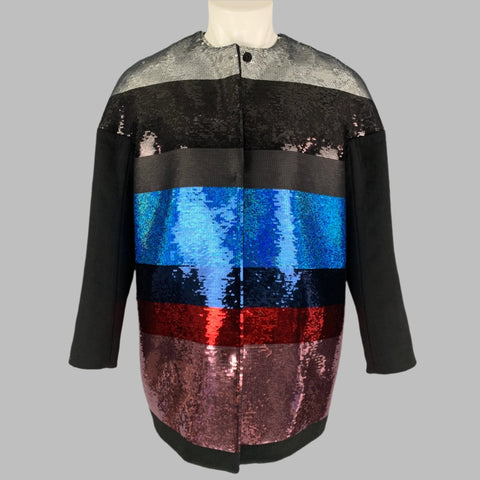 GIAMBATTISTA VALLI Chaqueta con lentejuelas de pelo de camello multicolor Talla XL