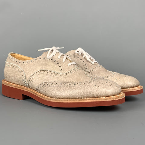 CHURCHILL Downton Taille 7.5 Taupe Chaussures à lacets en cuir grainé perforé
