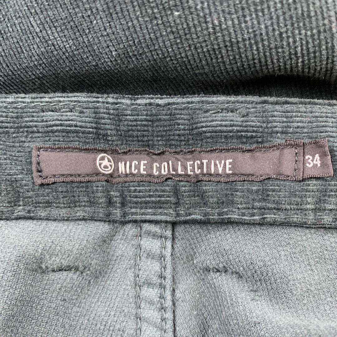 NICE COLLECTIVE Size 34 Forest Green Corduroy Button Fly Casual Pants