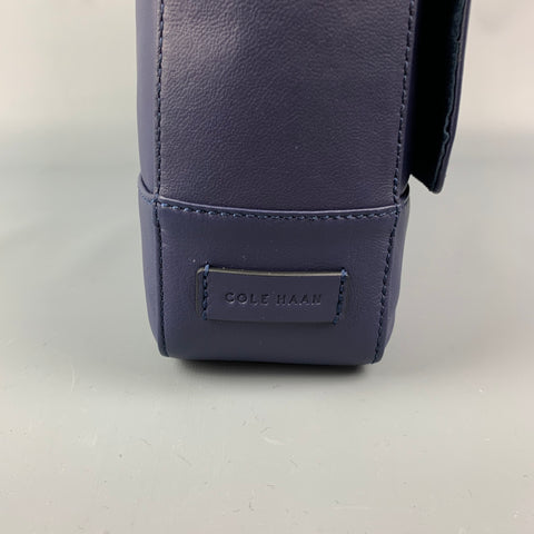 COLE HAAN Blue Leather Messenger Bag