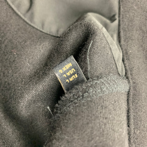 MASSIMO DUTTI Size L Black Brown Contrast Trim Wool Blend Jacket
