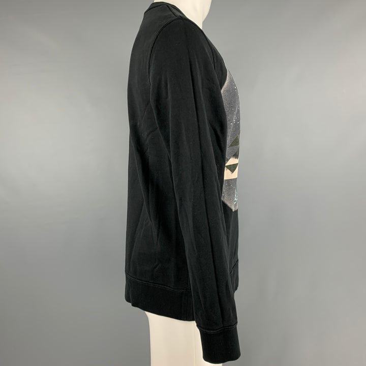 BALENCIAGA Size M Black Graphic Cotton Crew-Neck Sweatshirt
