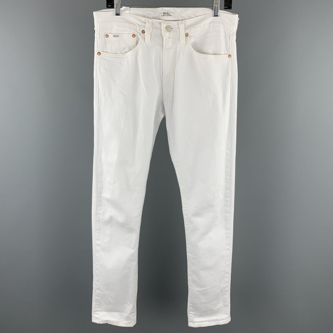 POLO by RALPH LAUREN The Sullivan Size 30 White Cotton / Elastane Jeans