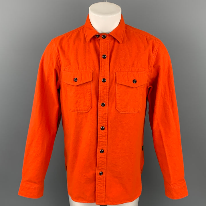 TODD SNYDER x L.L. BEAN Size M Orange Cotton Elbow Patches Long Sleeve Shirt