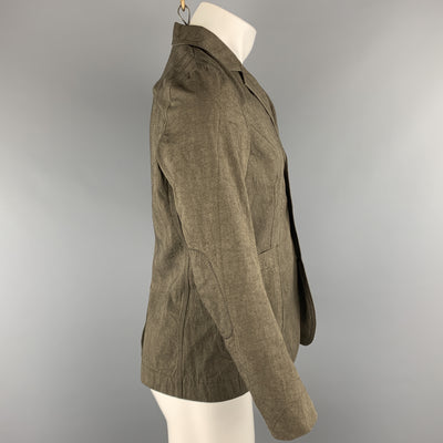 WINGS + HORNS Size S Olive Solid Cotton / Linen Notch Lapel Jacket