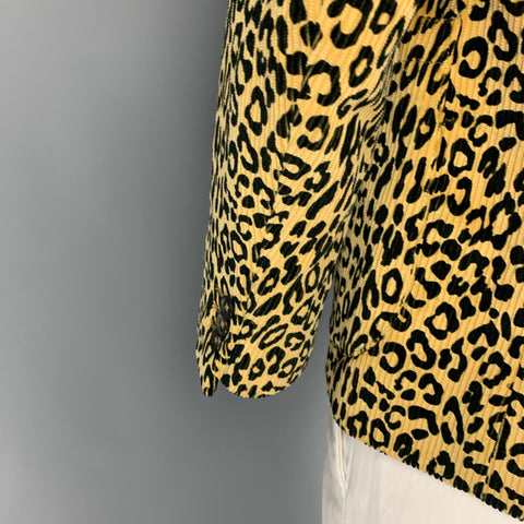 NOAH Size 40 Tan Black Animal Print Cotton Peak Lapel Sport Coat