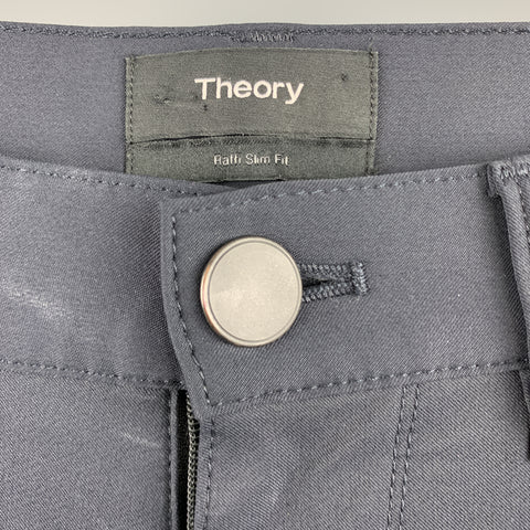 THEORY Size 30 Navy Polyamide Zip Fly Casual Pants