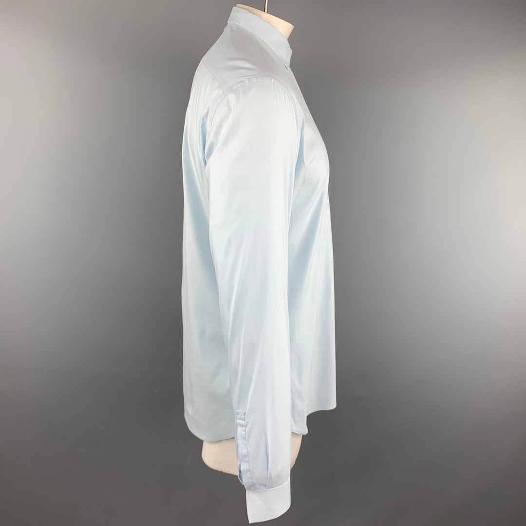 PRADA Size L Light Blue Cotton Blend Button Up Long Sleeve Shirt