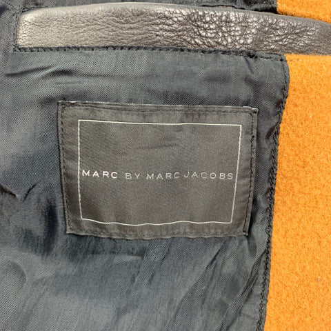 MARC by MARC JACOBS Size XL Tan Black Mixed Materials Varsity Jacket
