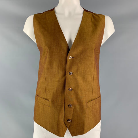 DOLCE &amp; GABBANA Talla 46 Chaleco dorado con botones de mohair y lana maciza