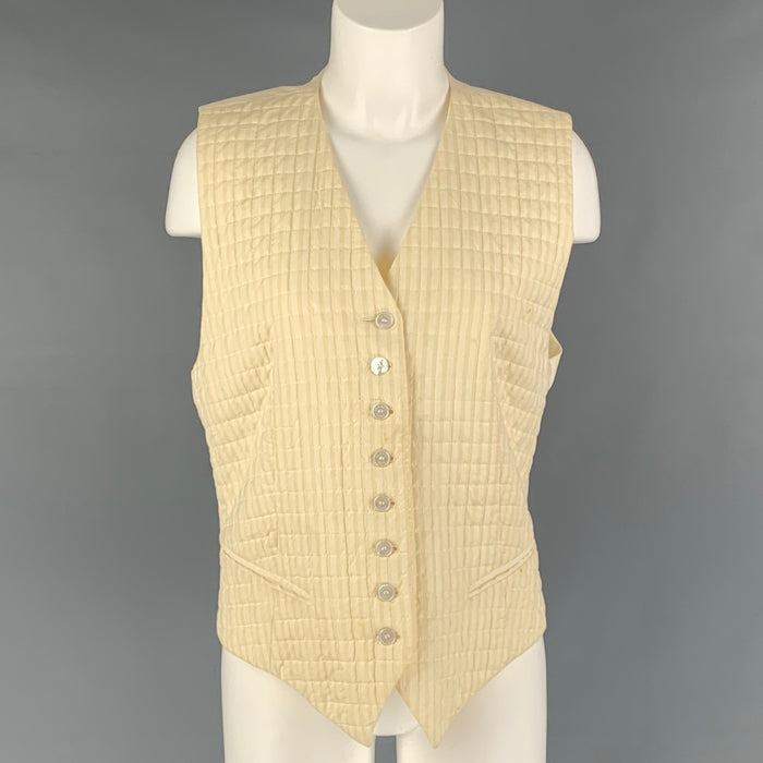 HERMES Size 10 Cream Beige Cotton Stripe Vest