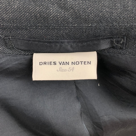 DRIES VAN NOTEN Size 44 Regular Charcoal Cotton / Wool Peak Lapel Suit