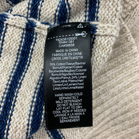 RRL by RALPH LAUREN Size XL Oatmeal Navy Stripe Cotton Linen Sweater