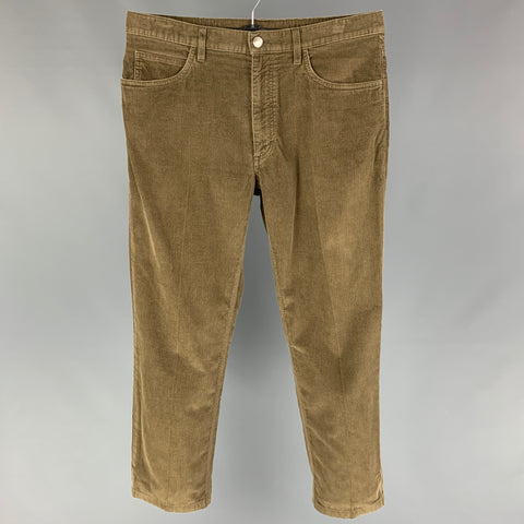 LORO PIANA Size 34 Olive Corduroy Cotton Cashmere Zip Fly Casual Pants