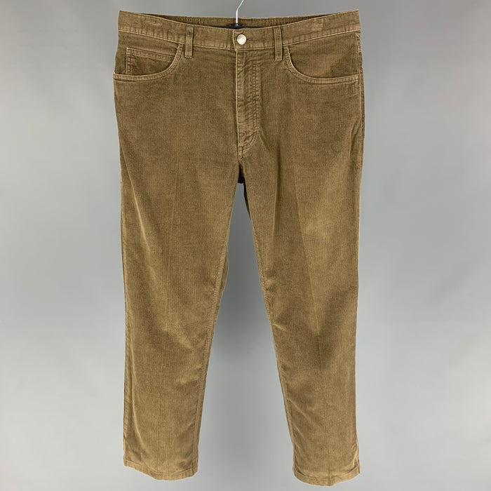 LORO PIANA Size 34 Olive Corduroy Cotton Cashmere Zip Fly Casual Pants
