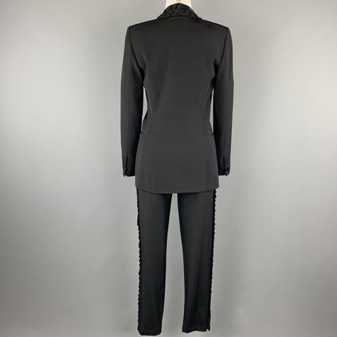 JEAN PAUL GAULTIER Size 6 Black Wool Button Shawl Collar Pants Suit