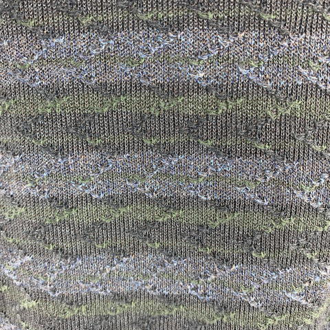 ERMENEGILDO ZEGNA Size XL Blue & Grey Knitted Cotton Buttoned Polo
