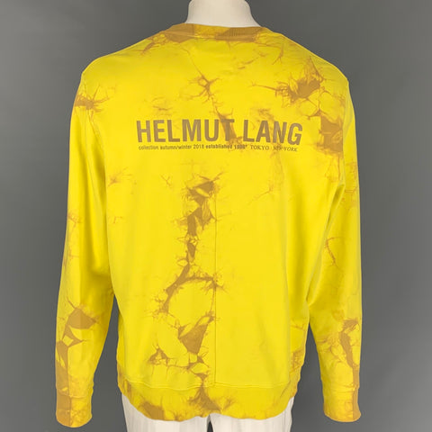 HELMUT LANG Size XXL Yellow Brown Tie Dye Cotton Crew-Neck Sweatshirt