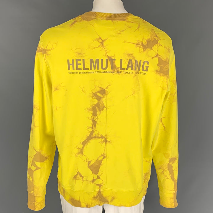 HELMUT LANG Size XXL Yellow Brown Tie Dye Cotton Crew-Neck Sweatshirt