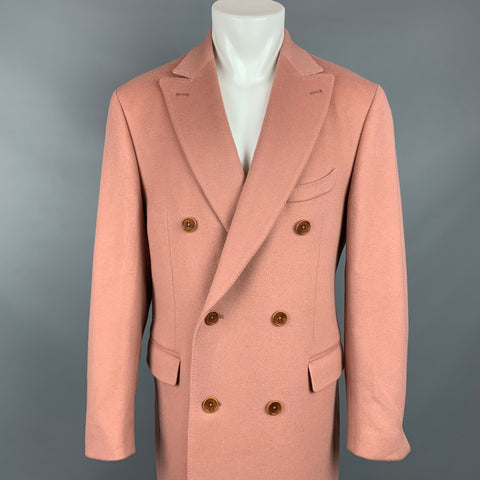 TODD SNYDER Size 42 Rose Wool / Cashmere Peak Lapel Double Breasted Coat
