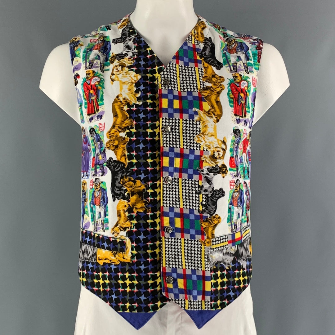 VERSACE JEANS  Size L Multi-Color Houndstooth Cotton Vest