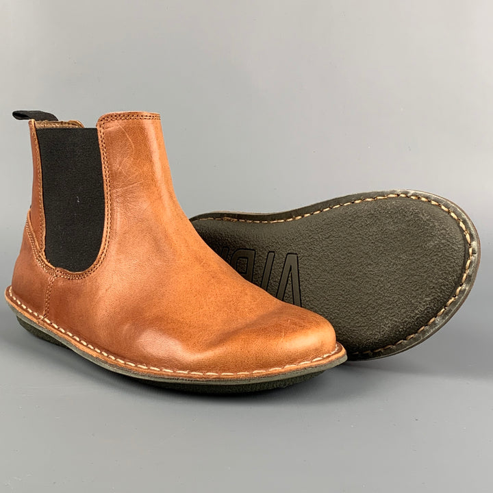 VIBA Botas Chelsea planas de cuero color canela talla 8