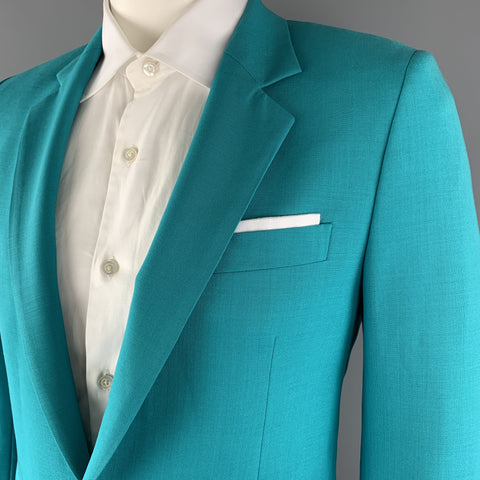 PAUL SMITH Size 42 Aqua Wool Notch Lapel Mock Pocket Square Suit
