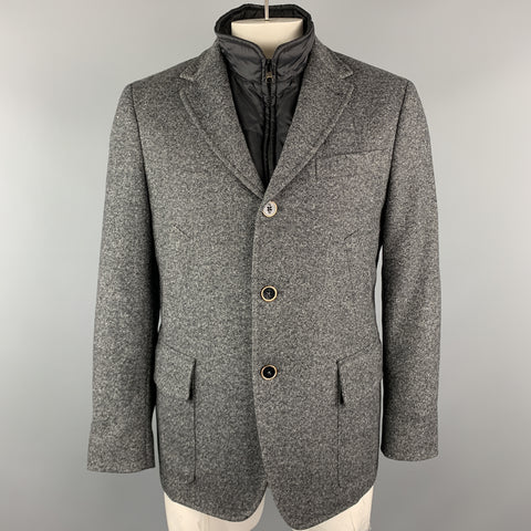 FAY Size M Gray Heather Polyamide Notch Lapel Detachable Vest Jacket