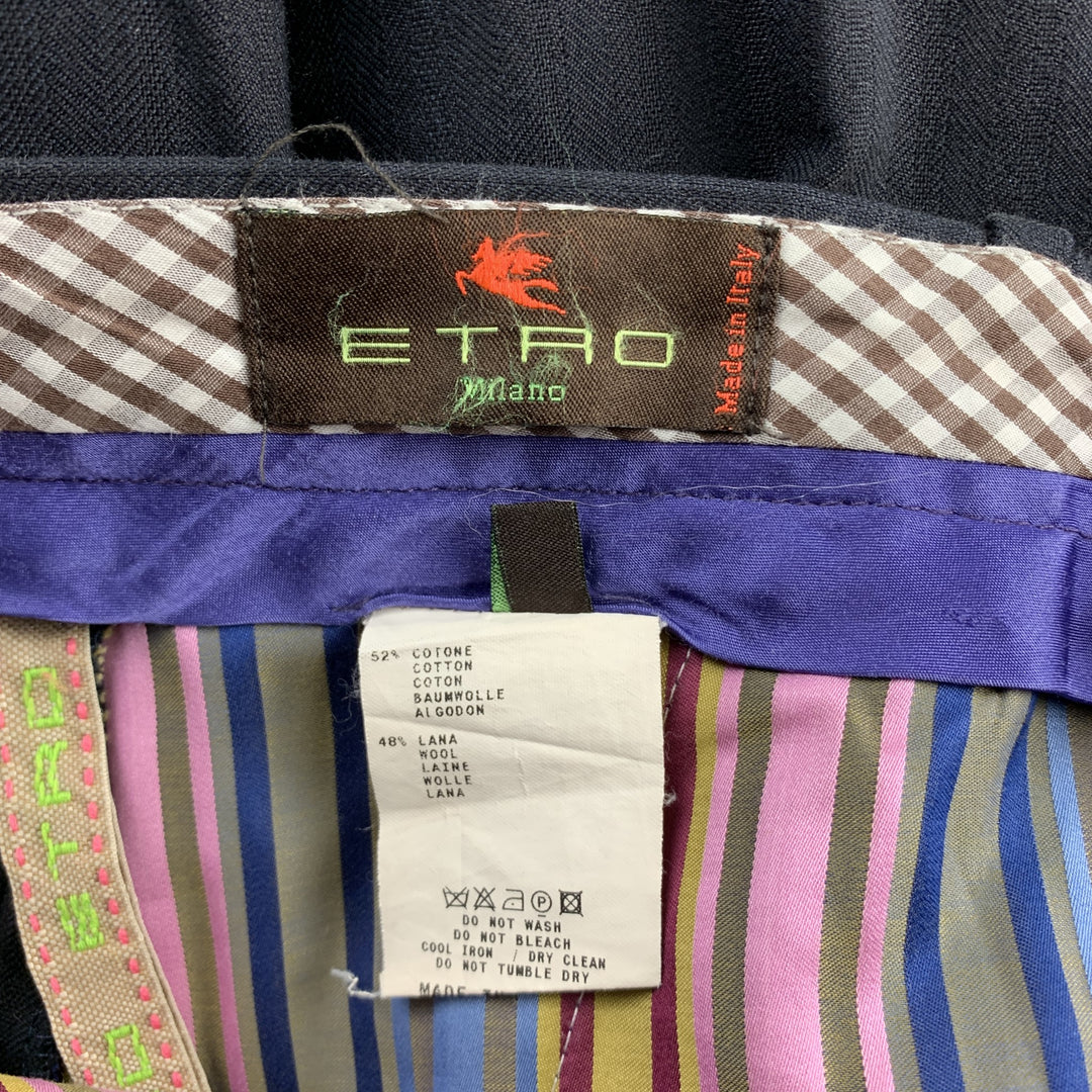 ETRO Size 30 Black Cotton / Wool Zip Fly Dress Pants
