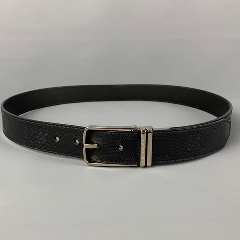 LOUIS VUITTON Size 40 Black Damier Leather Belt