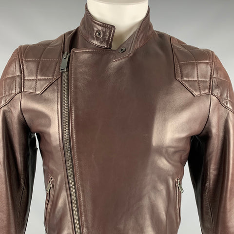 GUCCI Taille XS Veste de moto en cuir marron