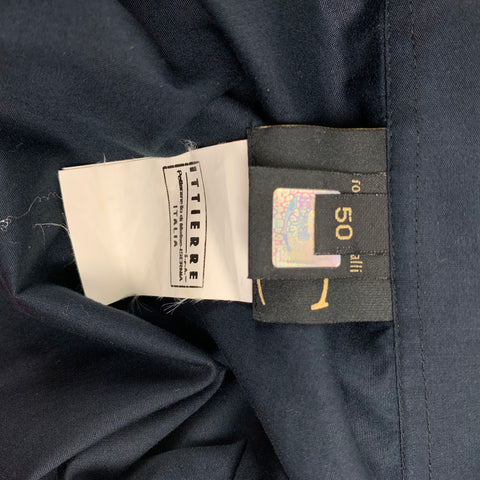 JUST CAVALLI Size 40 Black & Silver Embroidery Cotton Long Sleeve Shirt